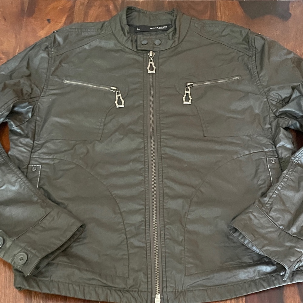Monarchy Lightweight Olive Green Moto-Style Jacket Men’s Large
